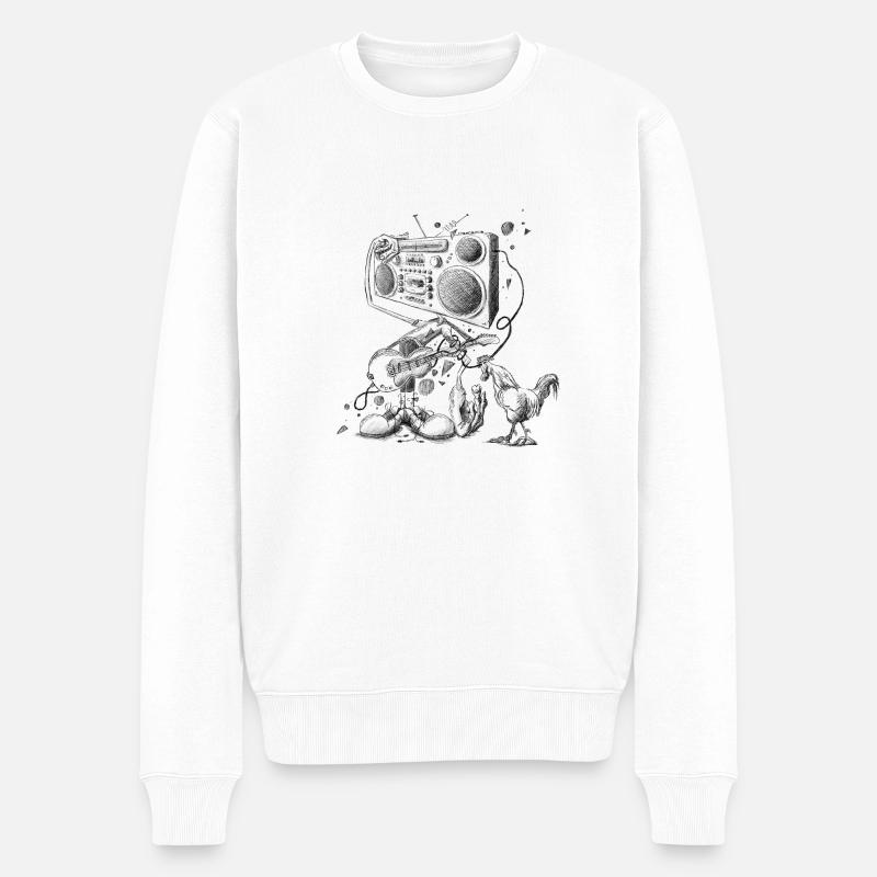 Ghettoblaster Rock Design - Männer Premium Bio Pullover - Weiß