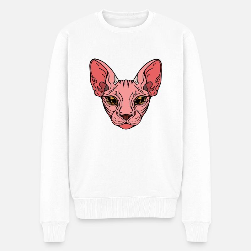 Sphinx Cat - Männer Premium Bio Pullover - Weiß
