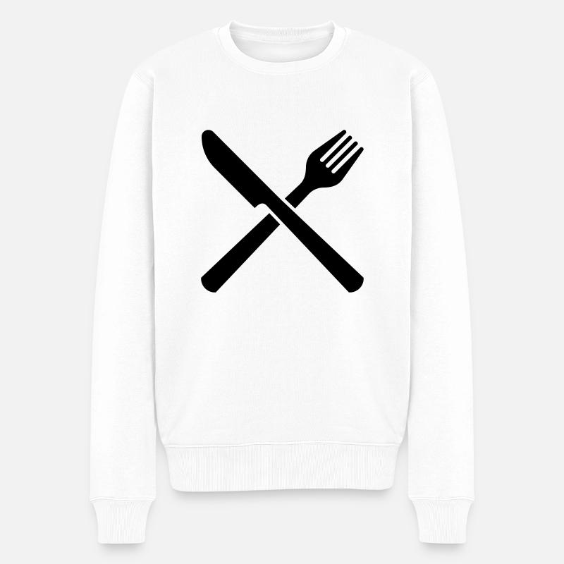Besteck - Männer Premium Bio Pullover - Weiß