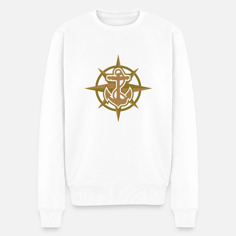 Anker & Windrose - Männer Premium Bio Pullover - Weiß
