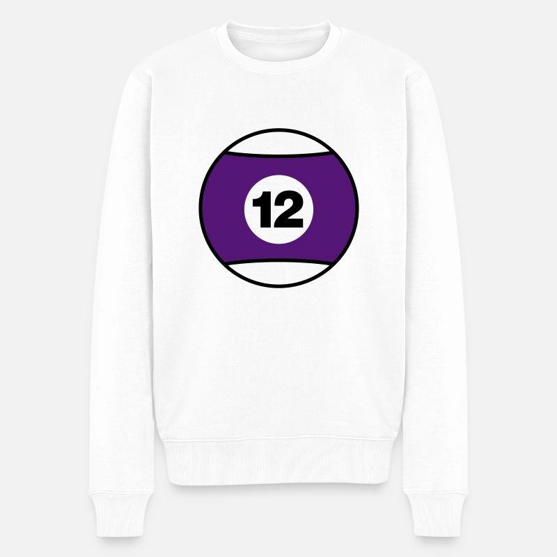 Billardkugel No 12 - lila - V2 - Männer Premium Bio Pullover - Weiß