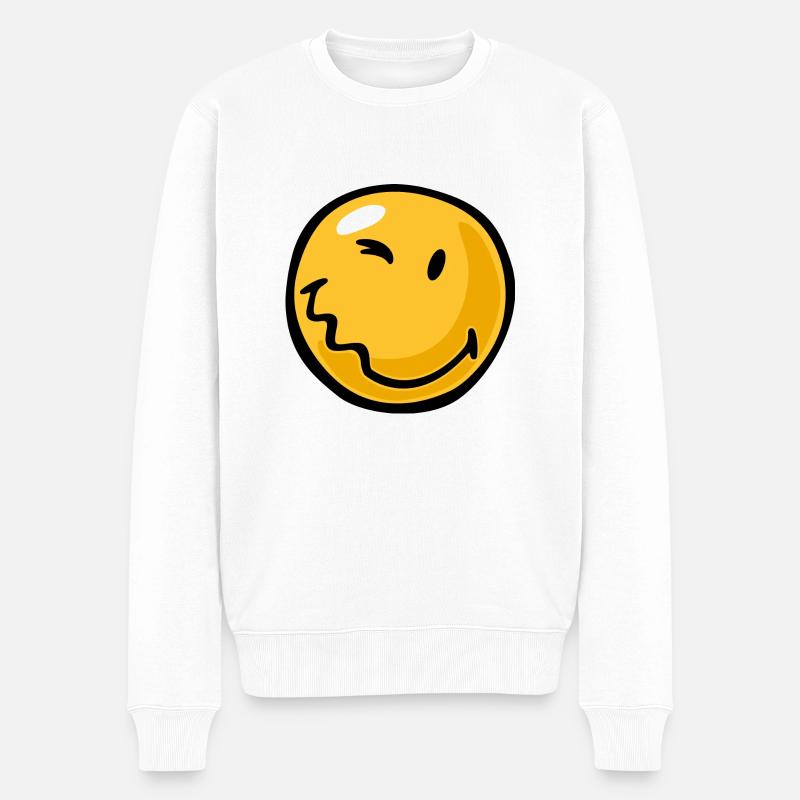 Smiley stung - Männer Premium Bio Pullover - Weiß