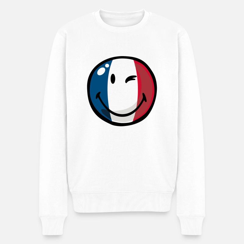 Smiley France - Männer Premium Bio Pullover - Weiß