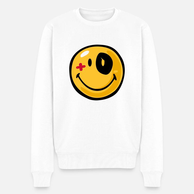 Smiley black eyed - Pull Premium bio Homme - blanc