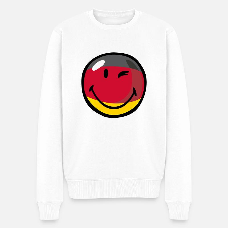 Smiley Germany - Männer Premium Bio Pullover - Weiß
