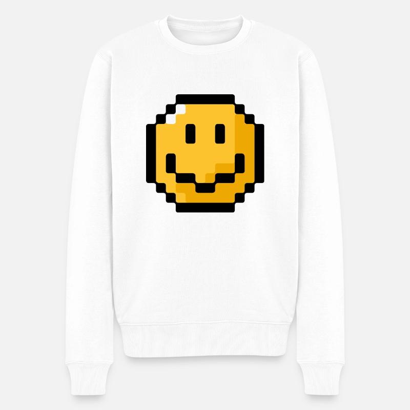 Smiley pixel - Männer Premium Bio Pullover - Weiß