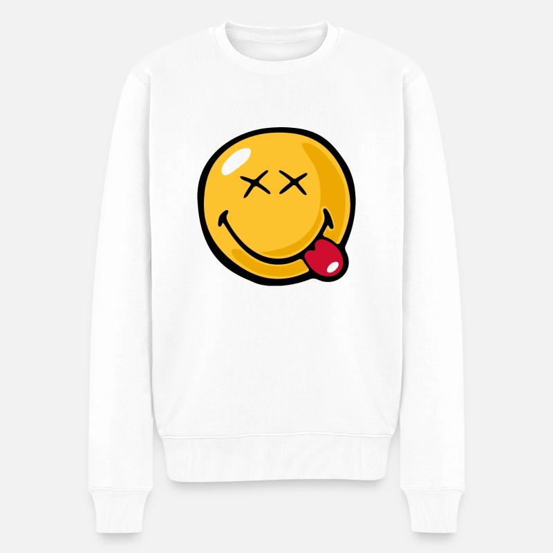 Smiley xx eyes - Männer Premium Bio Pullover - Weiß