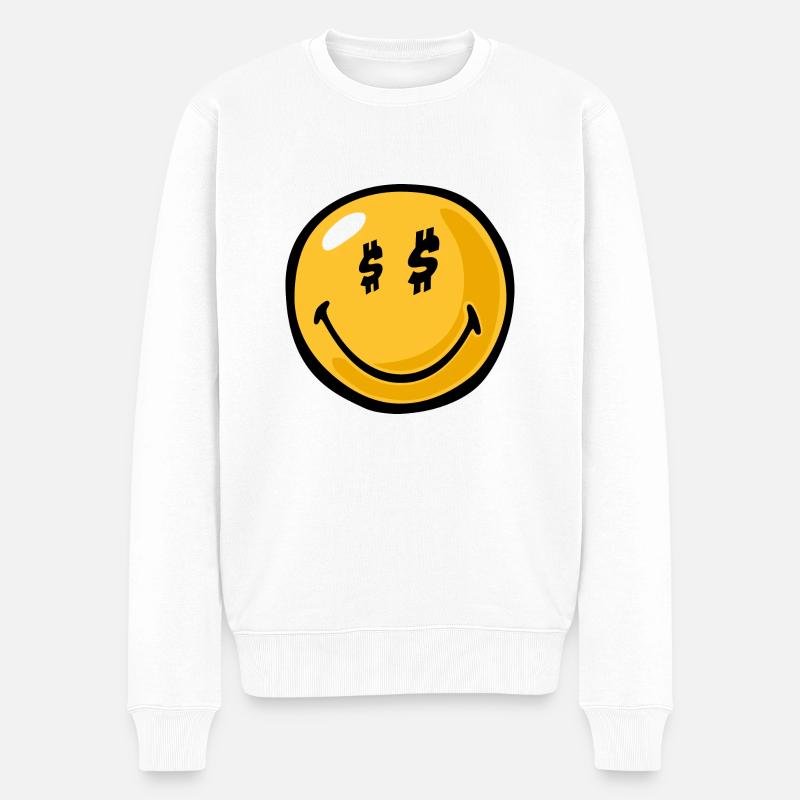 Smiley greed - Männer Premium Bio Pullover - Weiß