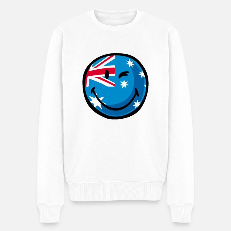 Smiley Flag Australia - Männer Premium Bio Pullover - Weiß