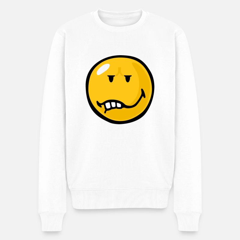Smiley Anger Annoyance - Männer Premium Bio Pullover - Weiß