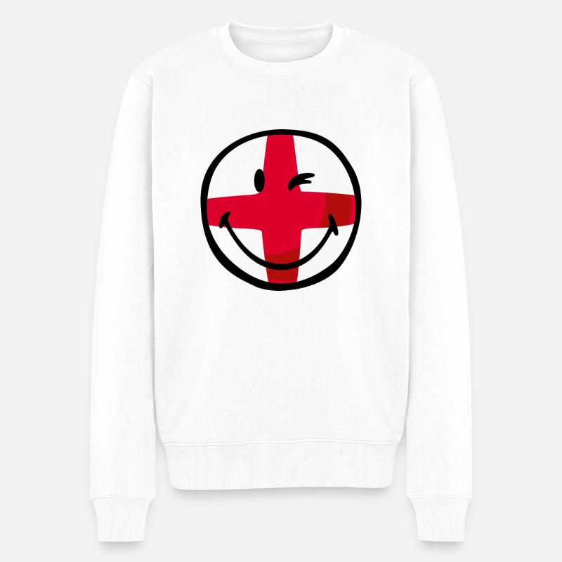 Smiley Flag England - Pull Premium bio Homme - blanc