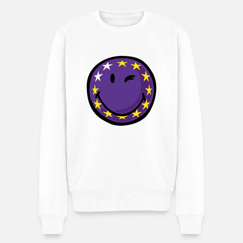 Smiley Flag EU - Männer Premium Bio Pullover - Weiß