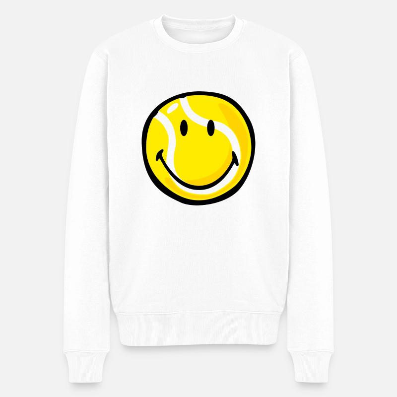Smiley Tennis Ball - Männer Premium Bio Pullover - Weiß