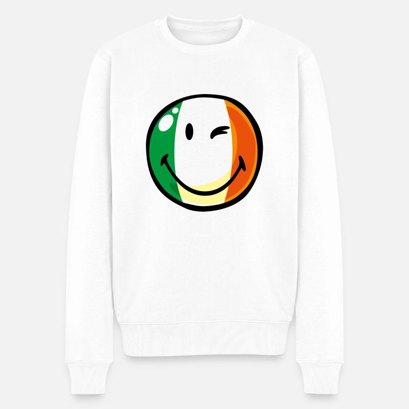 Smiley Flag Ireland - Männer Premium Bio Pullover - Weiß