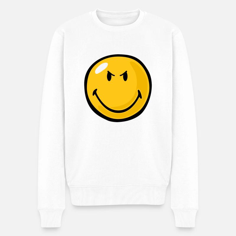 Smiley Anger Devious - Pull Premium bio Homme - blanc
