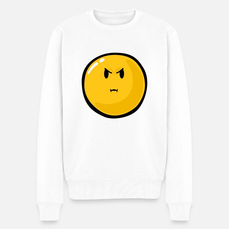 Smiley Anger Bitter - Männer Premium Bio Pullover - Weiß