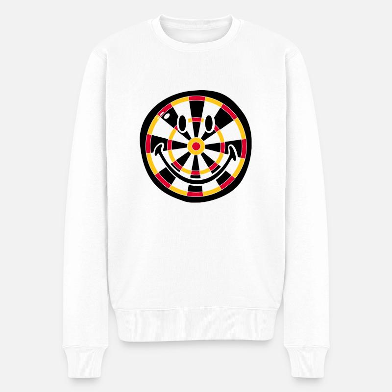 Smiley Dart Board - Männer Premium Bio Pullover - Weiß