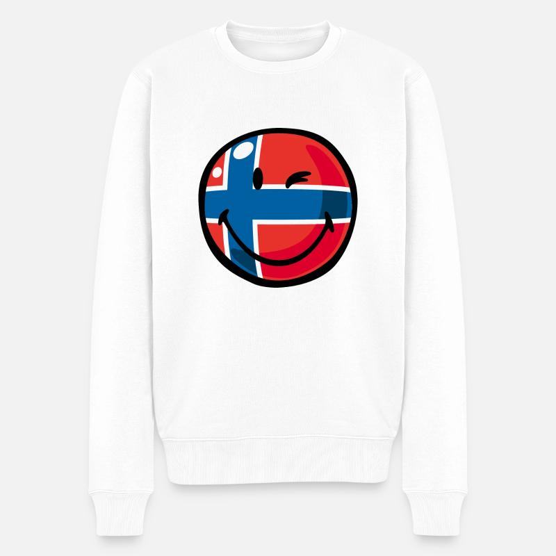 Smiley Flag Norway - Männer Premium Bio Pullover - Weiß