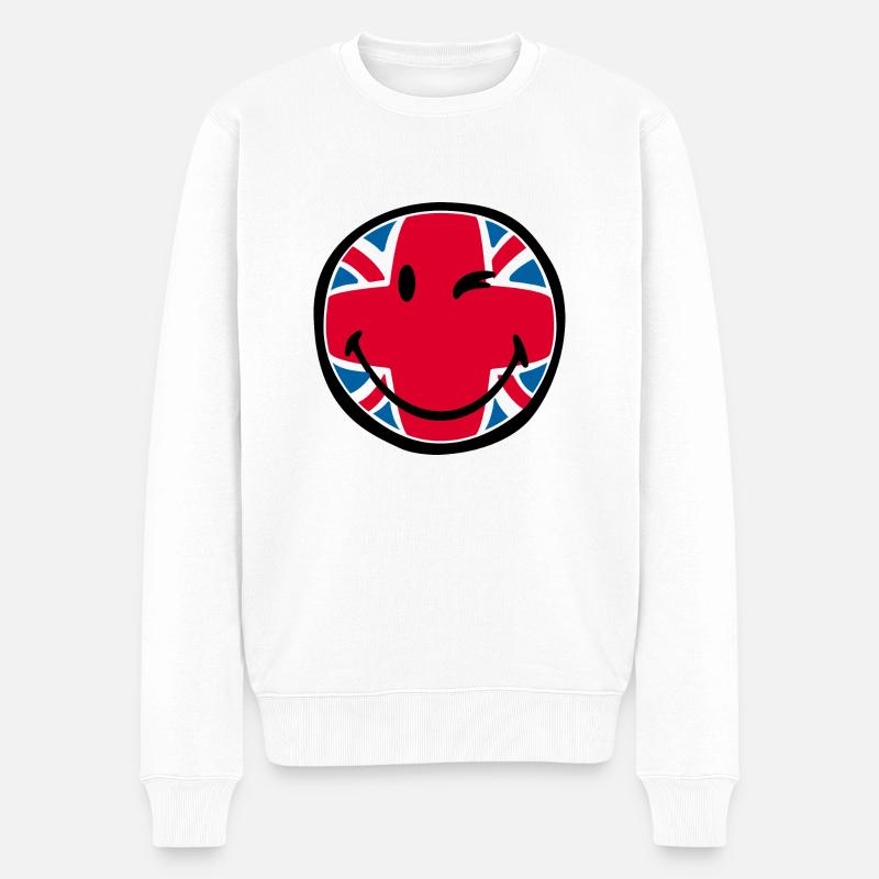 Smiley Great Britain - Pull Premium bio Homme - blanc