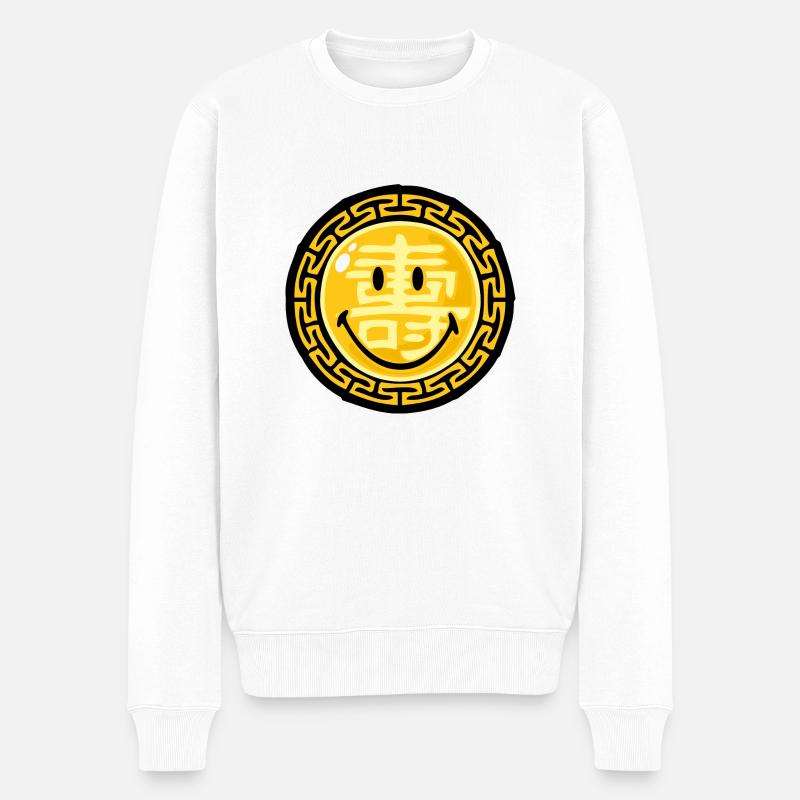 Smiley Chinese Zodiac - Männer Premium Bio Pullover - Weiß