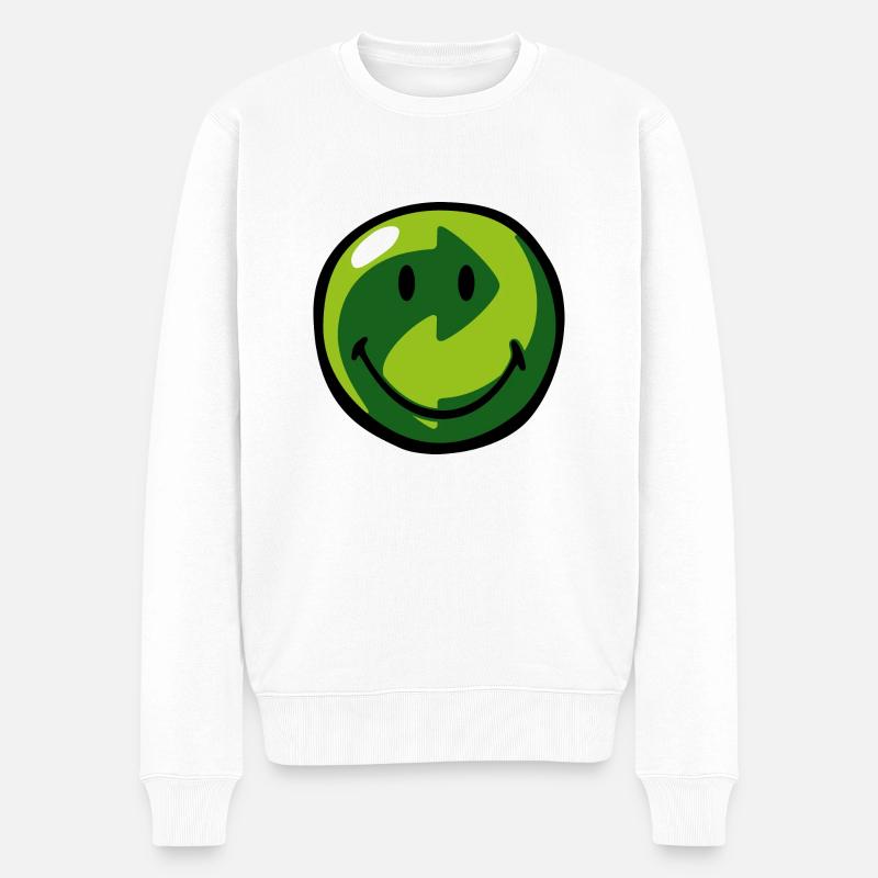 Smiley Recyclable - Männer Premium Bio Pullover - Weiß