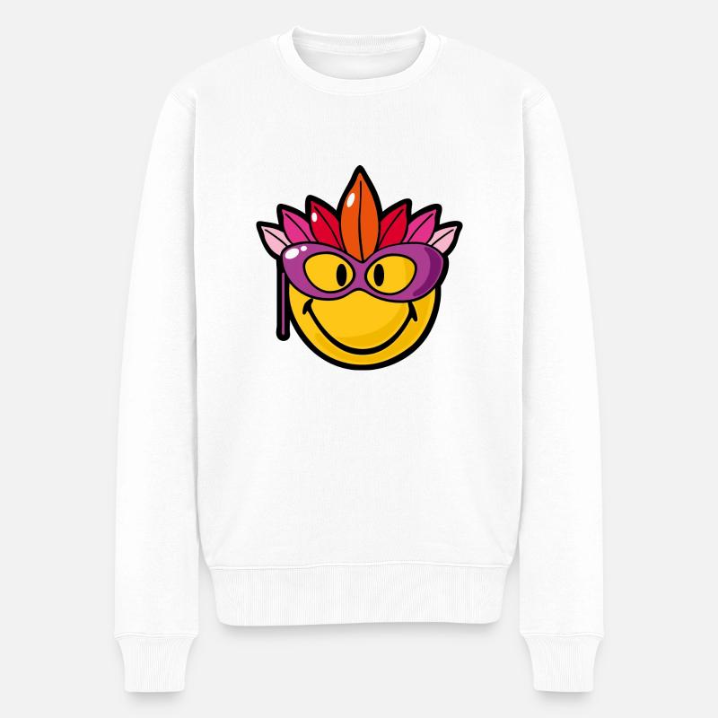 Smiley Mardi Gras - Pull Premium bio Homme - blanc