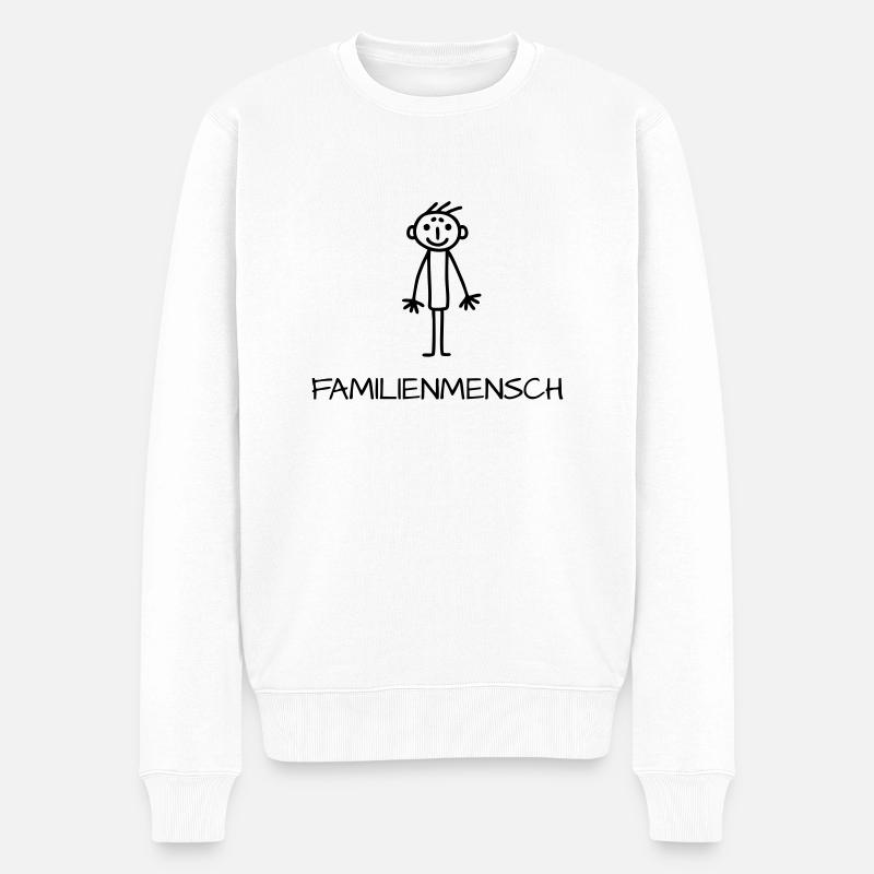 Strichmännchen Familienmensch - Männer Premium Bio Pullover - Weiß