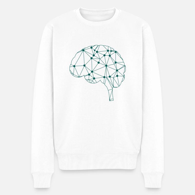 Linear Brain - Pull Premium bio Homme - blanc