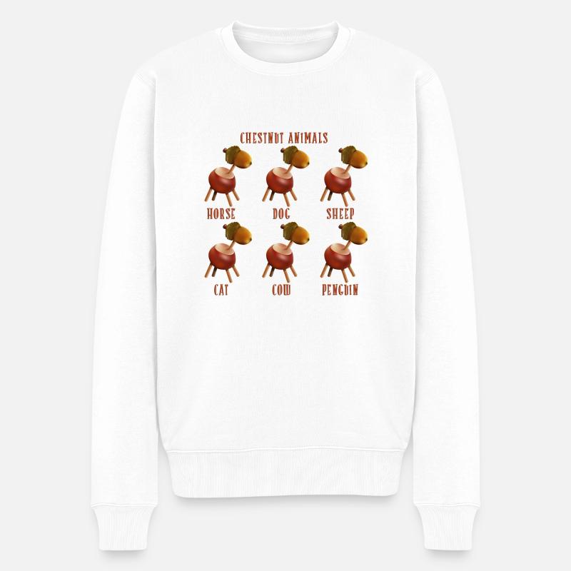 chestnut_animals_10_201602 - Männer Premium Bio Pullover - Weiß
