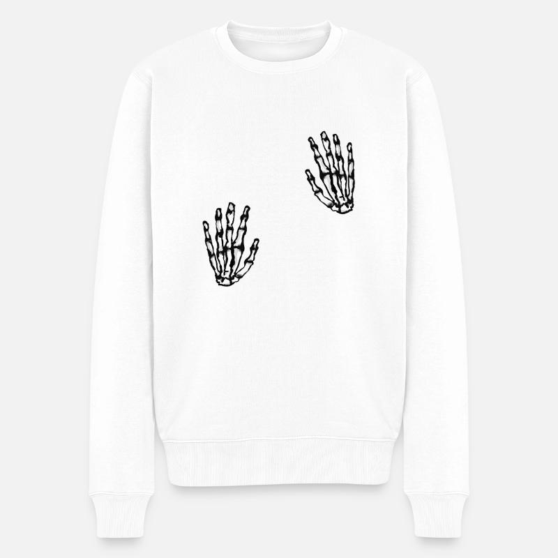 squelette main - Pull Premium bio Homme - blanc