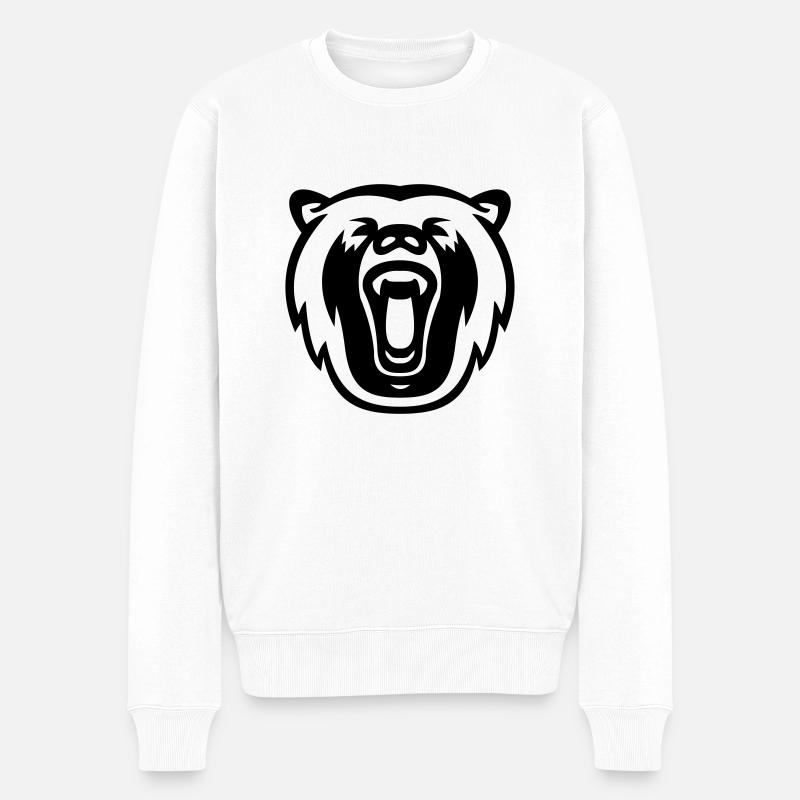 grizzly - Männer Premium Bio Pullover - Weiß