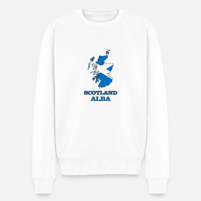 Schottland Morgendämmerung - Männer Premium Bio Pullover - Weiß