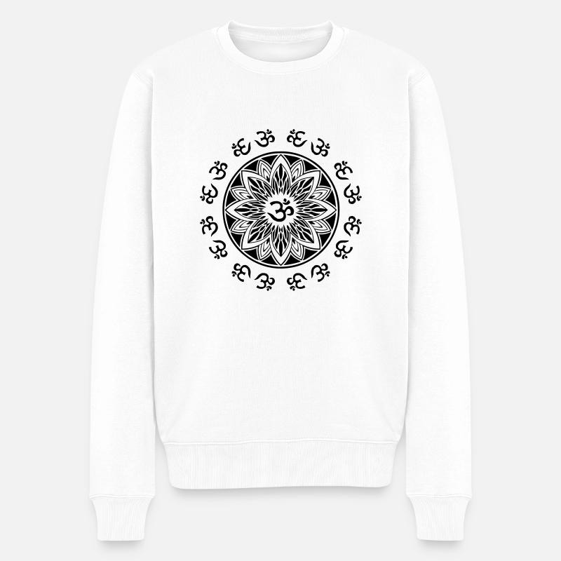 yoga mandala - Männer Premium Bio Pullover - Weiß