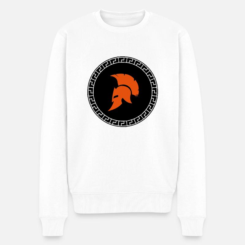 sparta_helm_02 - Männer Premium Bio Pullover - Weiß