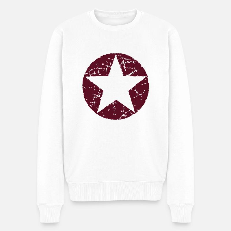 Star Stern 02 - Männer Premium Bio Pullover - Weiß