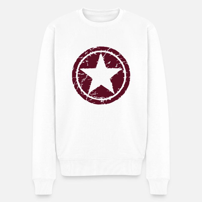 Star Stern 03 - Männer Premium Bio Pullover - Weiß
