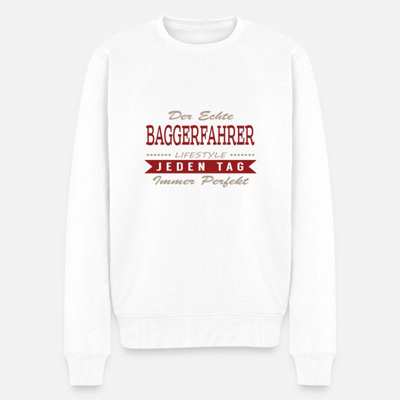 Der echte Baggerfahrer - Männer Premium Bio Pullover - Weiß