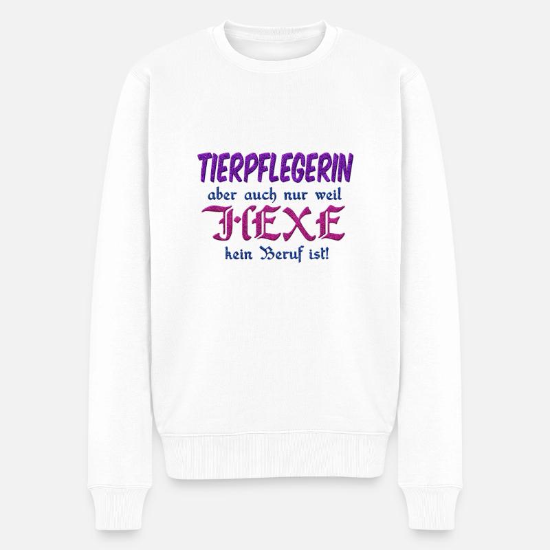Tierpflegerin Hexe - Männer Premium Bio Pullover - Weiß