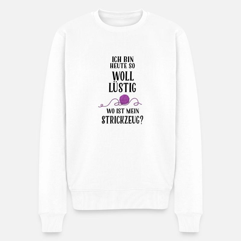 Wollüstig Strickzeug - Männer Premium Bio Pullover - Weiß