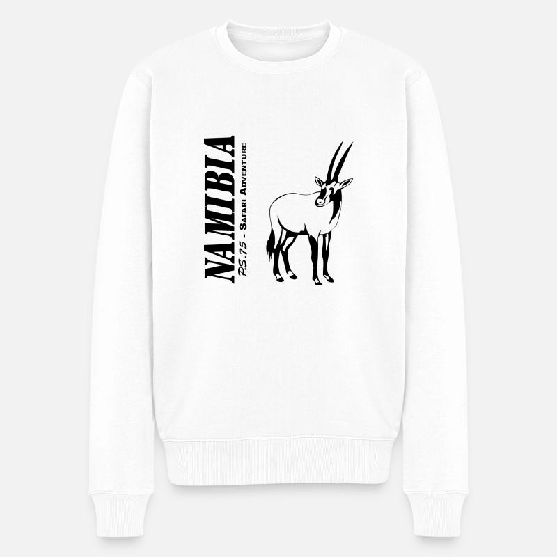 Namibia - Oryx- Anelope- Antilope - Männer Premium Bio Pullover - Weiß