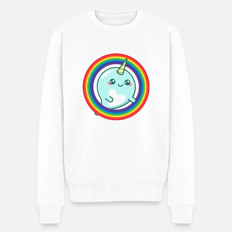 Narval arc-en-ciel - Pull Premium bio Homme - blanc