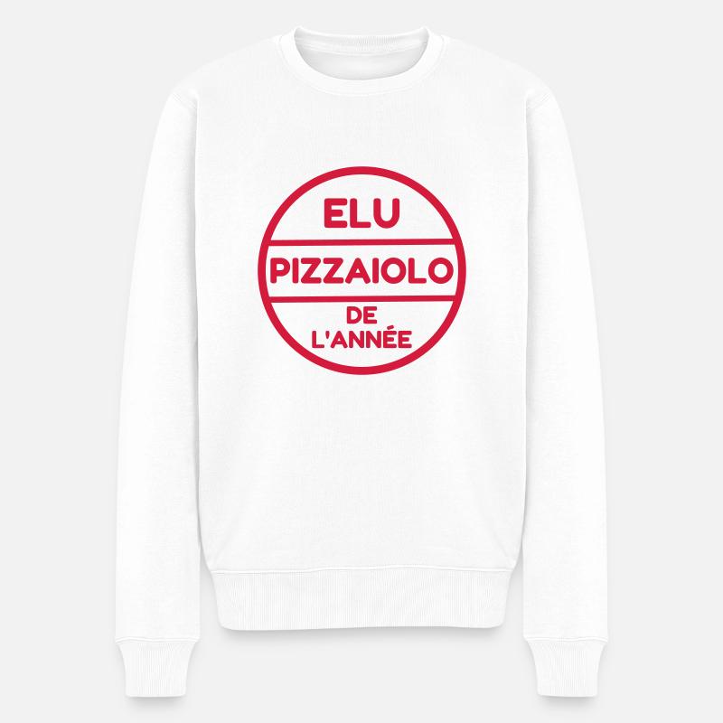Pizza / pizzaiolo / Italien / Burger - Männer Premium Bio Pullover - Weiß
