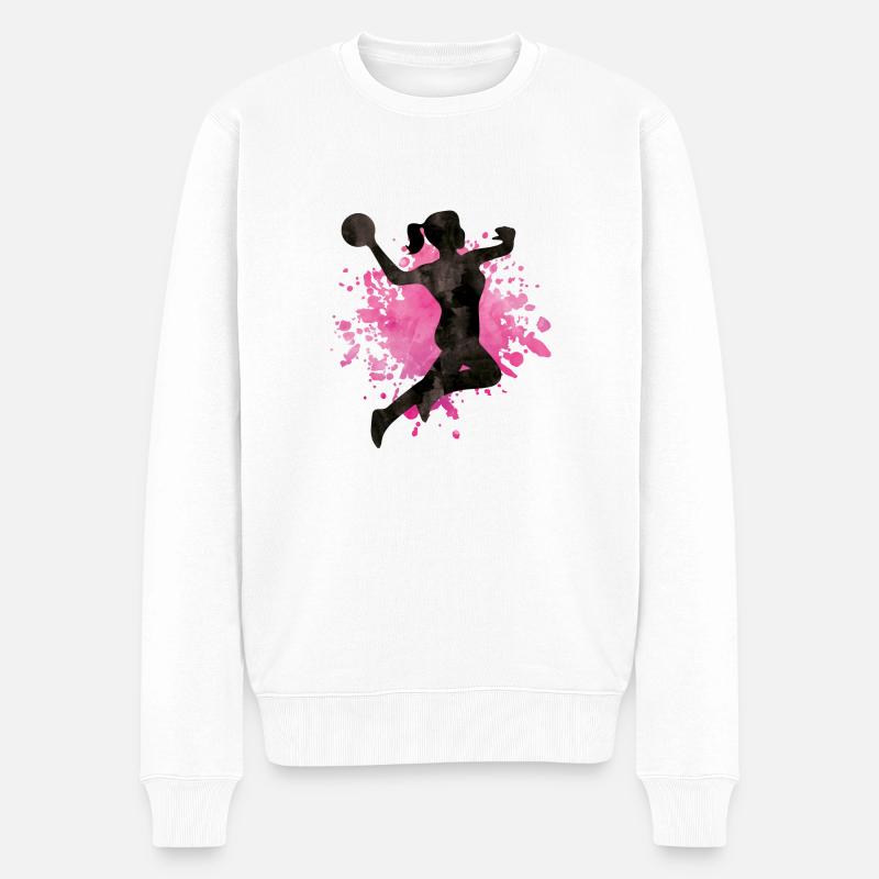 handbal frau - Männer Premium Bio Pullover - Weiß