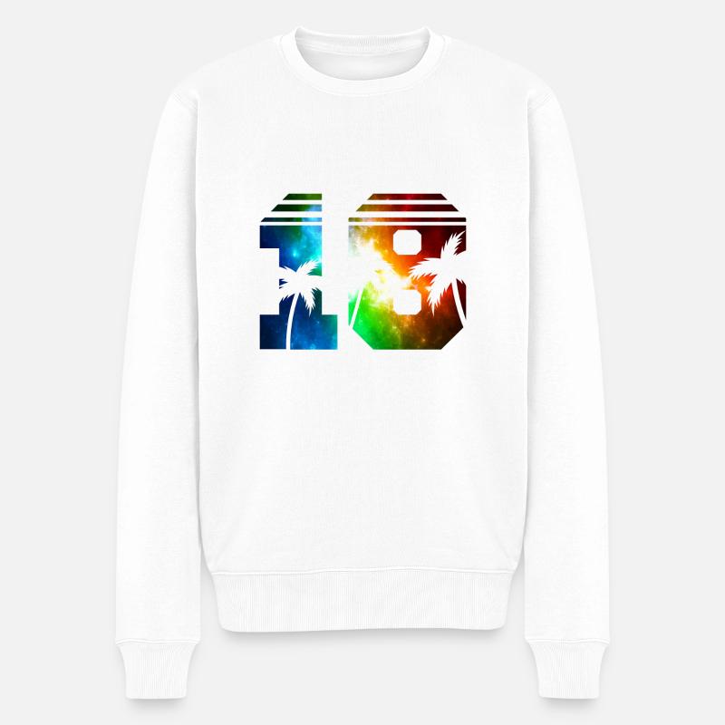 18 design palm - Männer Premium Bio Pullover - Weiß