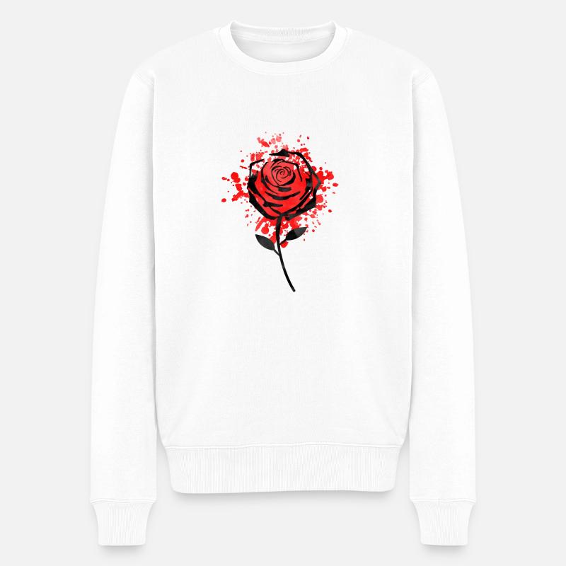 rose red design - Männer Premium Bio Pullover - Weiß