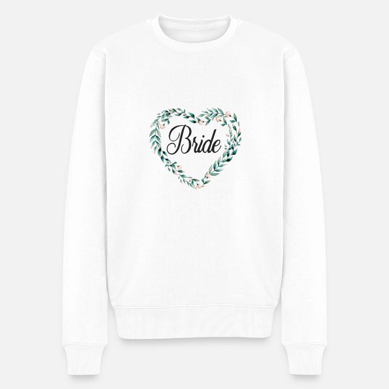 (flowerheart_green_bride) - Männer Premium Bio Pullover - Weiß