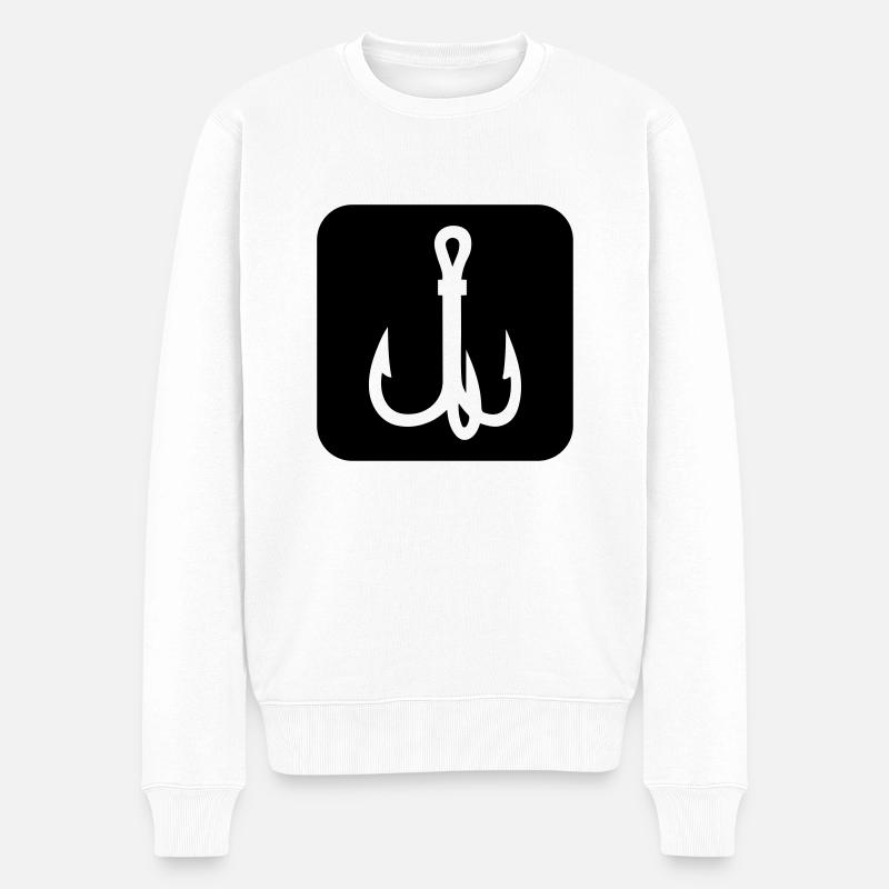 fishing hook icon - Männer Premium Bio Pullover - Weiß
