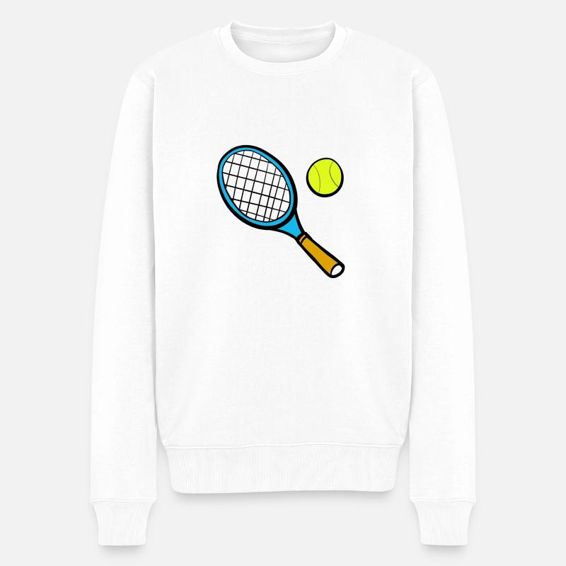 Tennisschläger Comic - Männer Premium Bio Pullover - Weiß