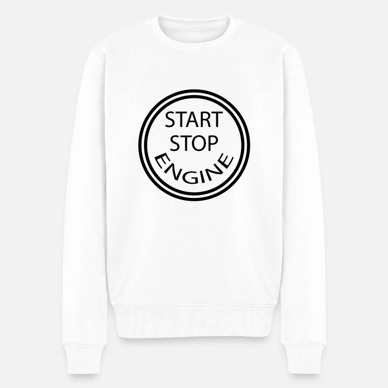 start_stop_engine_sse13 - Männer Premium Bio Pullover - Weiß