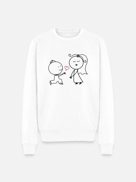 ehepaar_antrag_002 - Männer Premium Bio Pullover - Weiß